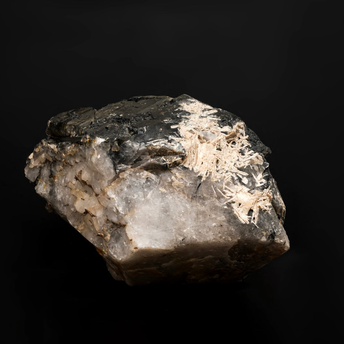Espécimen Merkaba Jacaré turmalina negra con Golden Healer